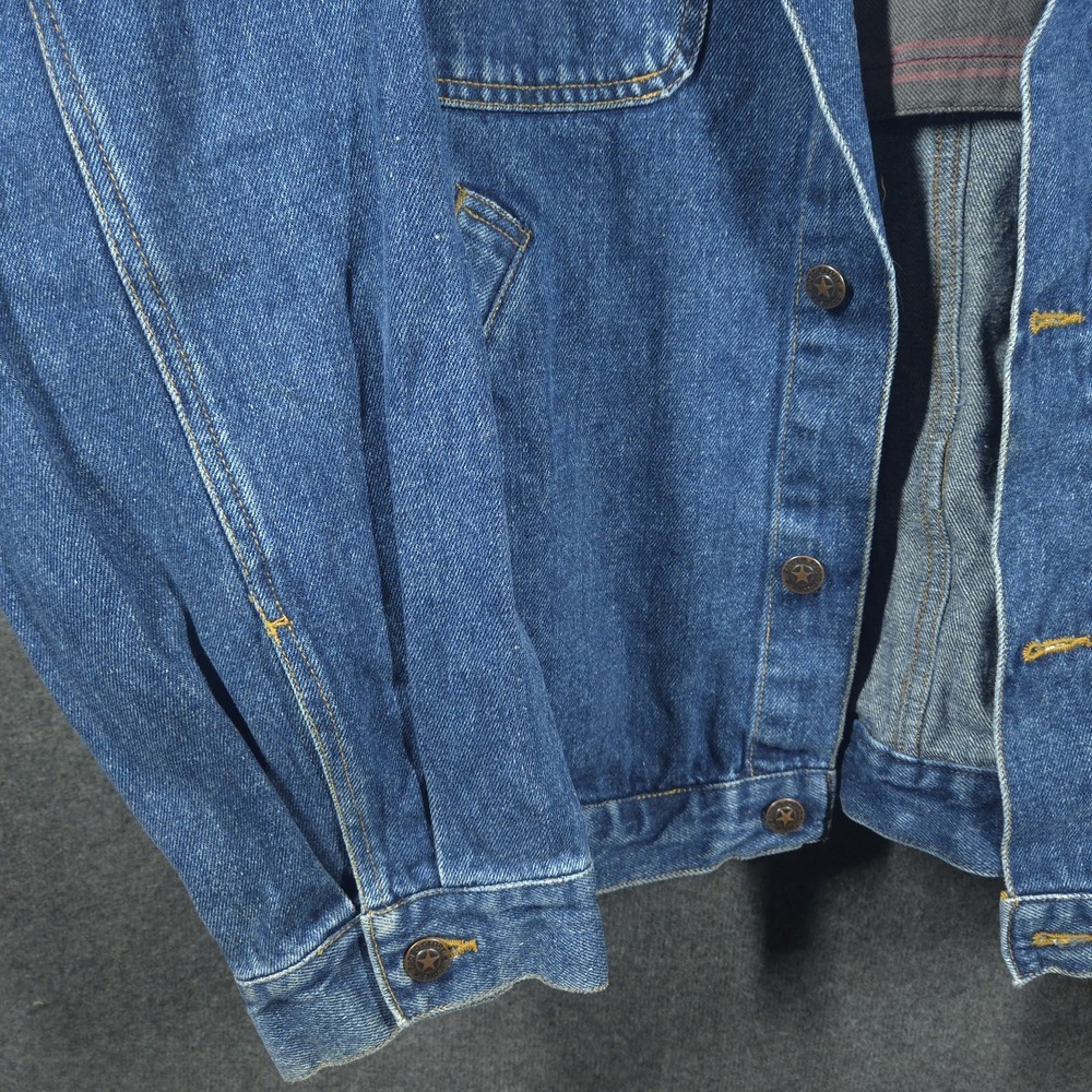 Vtg Faded Glory Denim Barn Coat L Mens 90s Workwear Corduroy Collar Chore Coat - Picture 2 of 16